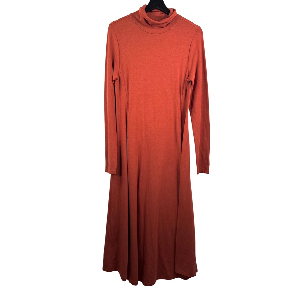 Soft Surroundings Maxi Dress sz SP Rust Orange Turtleneck minimalist modal